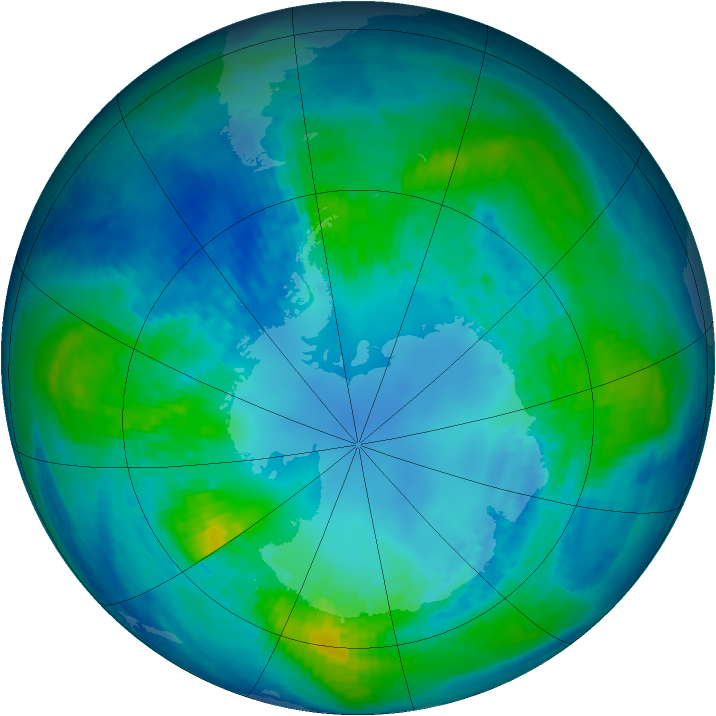 Antarctic ozone map for 22 April 2004